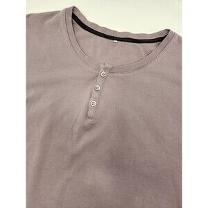 Alphalete‎ Henley Shirt Men's M Purple Lavender Short Sleeve Stretch Performance